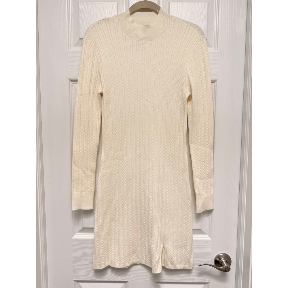 Abercrombie & Fitch Cream Cable Knit Long Sleeve Dress - Picture 2 of 5